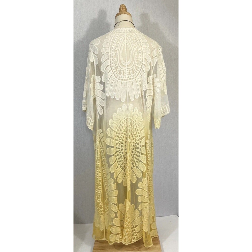 Rebellion Again Crochet Lace Ombré Kimono Duster Cardigan Boho Hippie Retro M - Picture 5 of 6